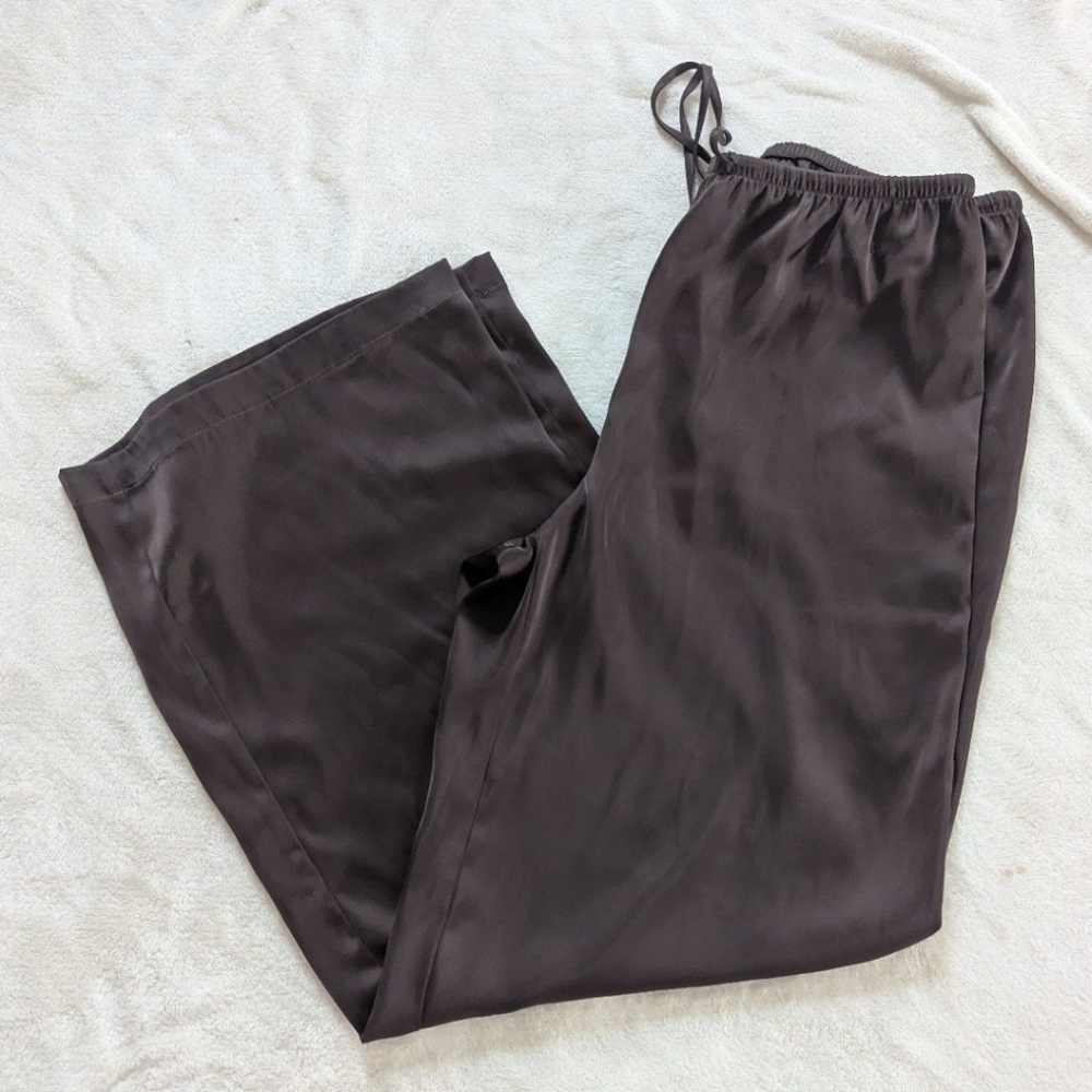 Song of Style by Aimee Song Dark Brown Satin Wide Leg Pants